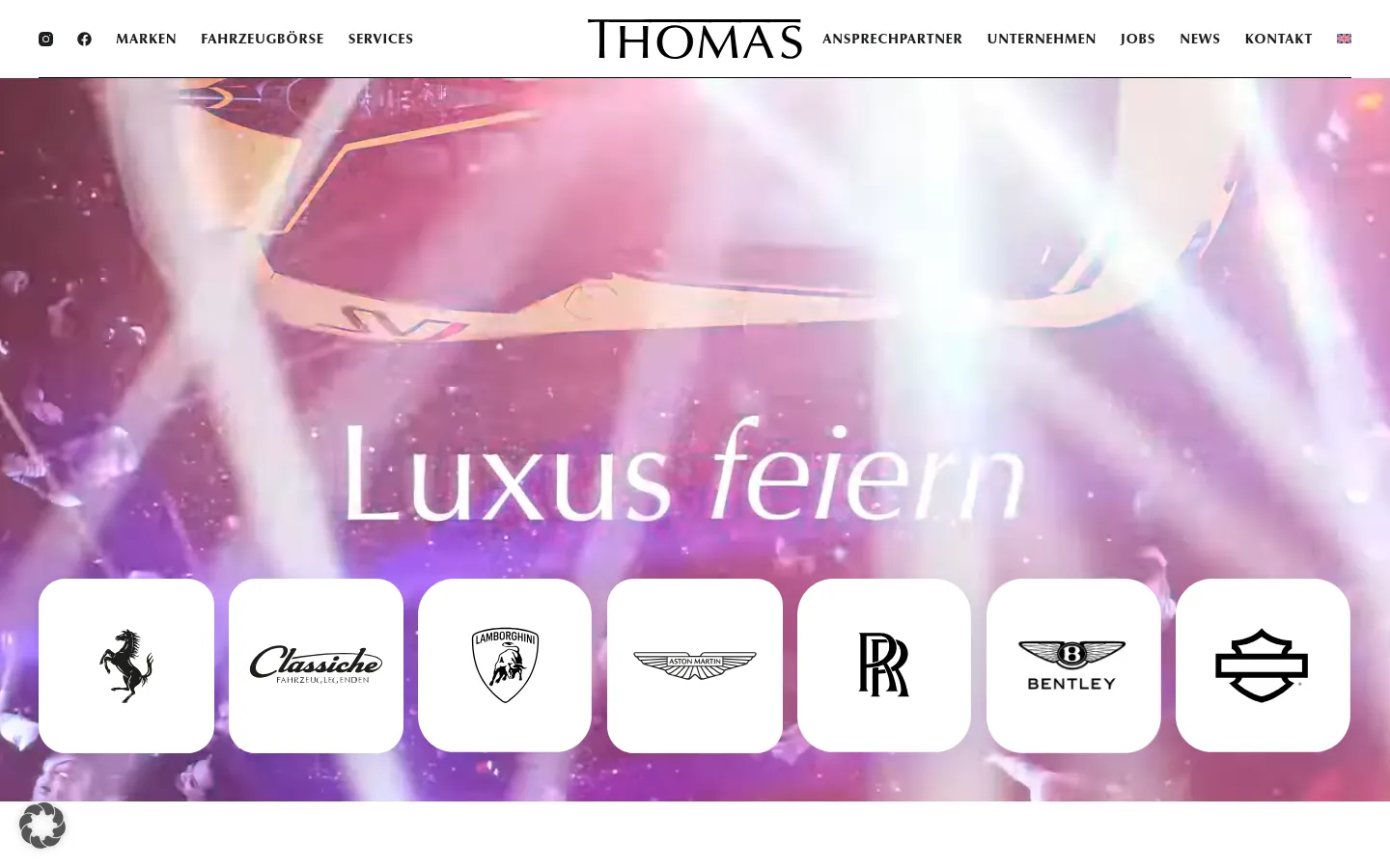 Screenshot der geprüften Website https://www.thomas-exclusive-cars.de/