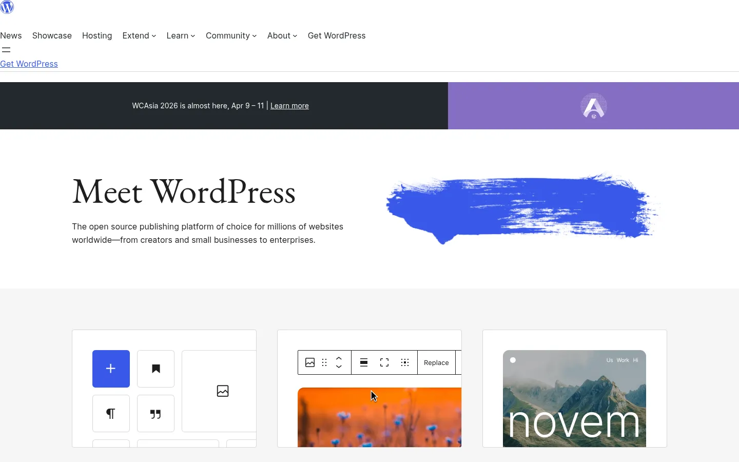 Screenshot der geprüften Website https://wordpress.org/