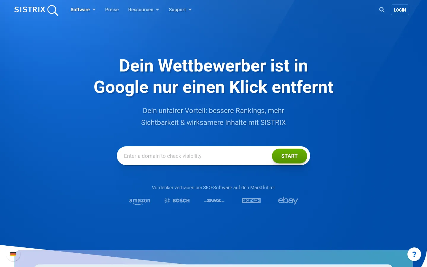 Screenshot der geprüften Website https://www.sistrix.de/