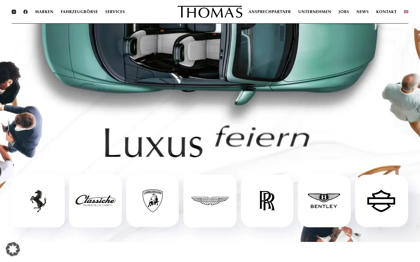 Screenshot der geprüften Website https://www.thomas-exclusive-cars.de/