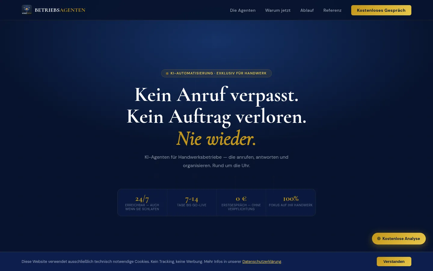 Screenshot der geprüften Website https://betriebsagenten.de/