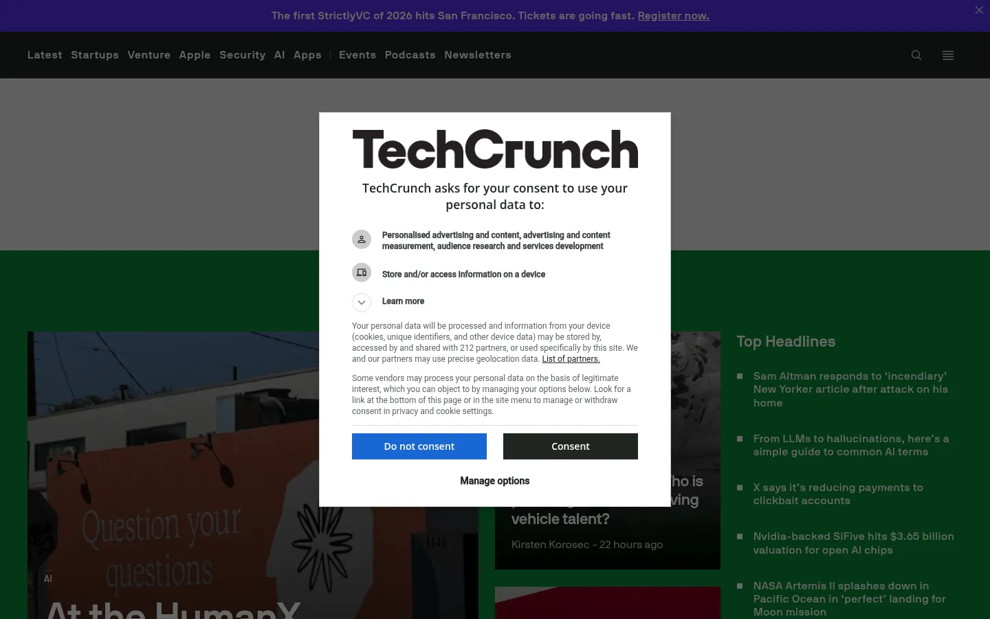 Screenshot https://techcrunch.com/