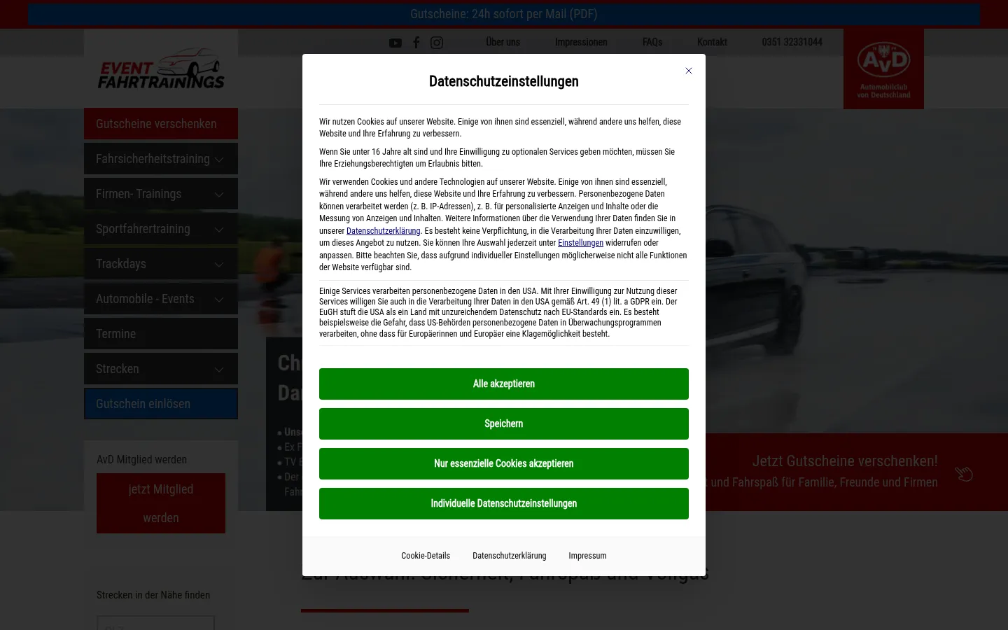 Screenshot https://www.event-fahrtrainings.de/