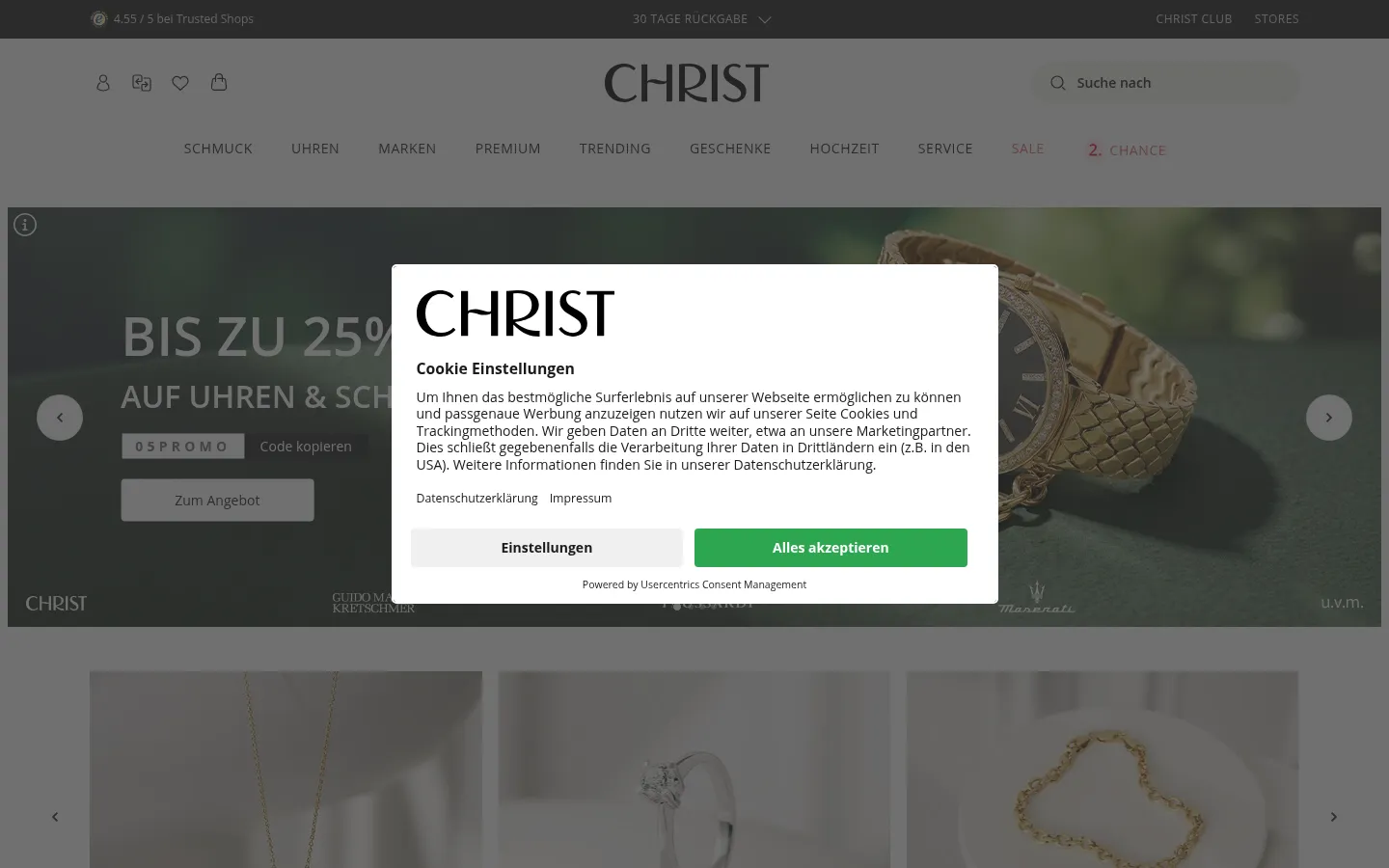 Screenshot https://www.christ.de/