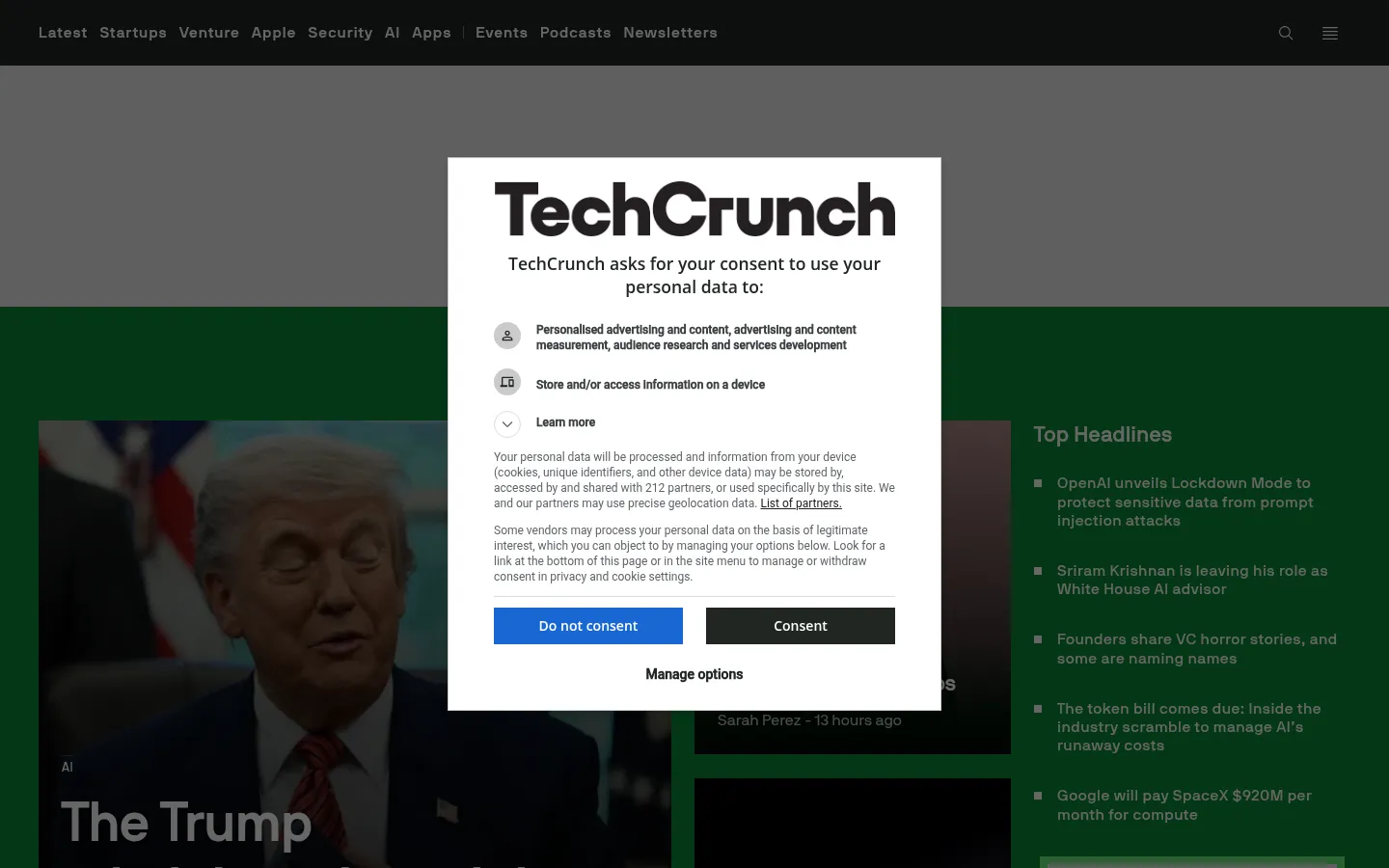Screenshot https://techcrunch.com/