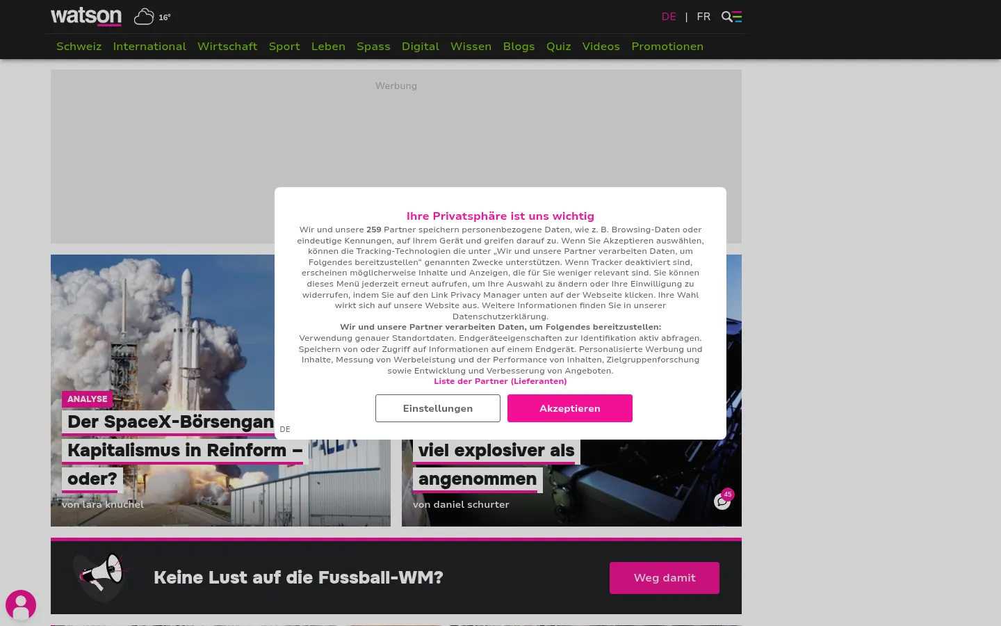 Screenshot https://watson.ch/