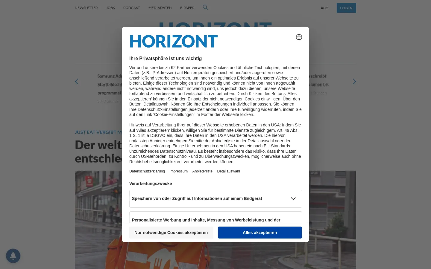 Screenshot https://horizont.net/