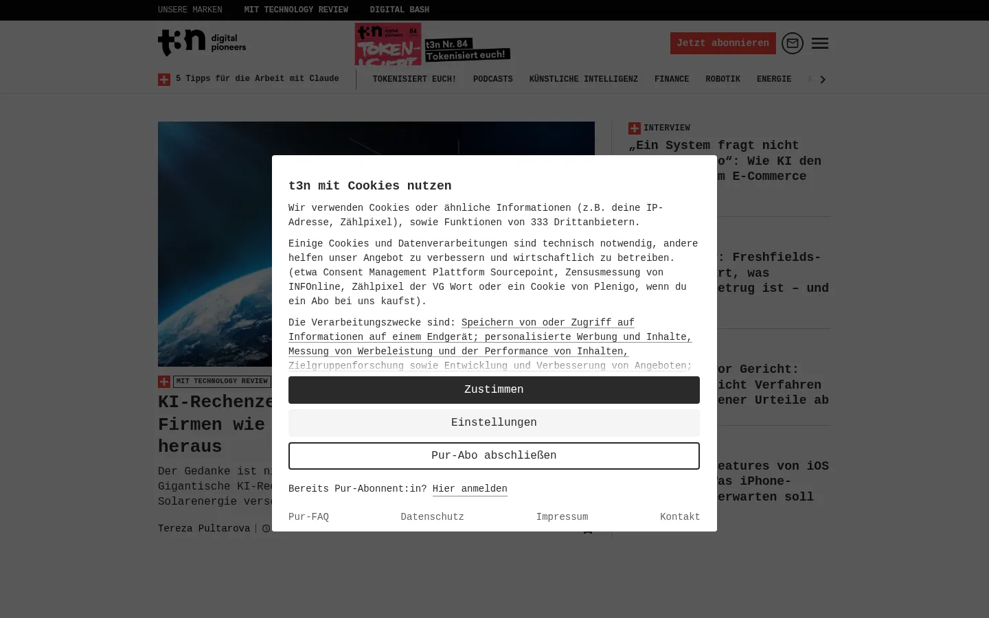 Screenshot https://t3n.de/
