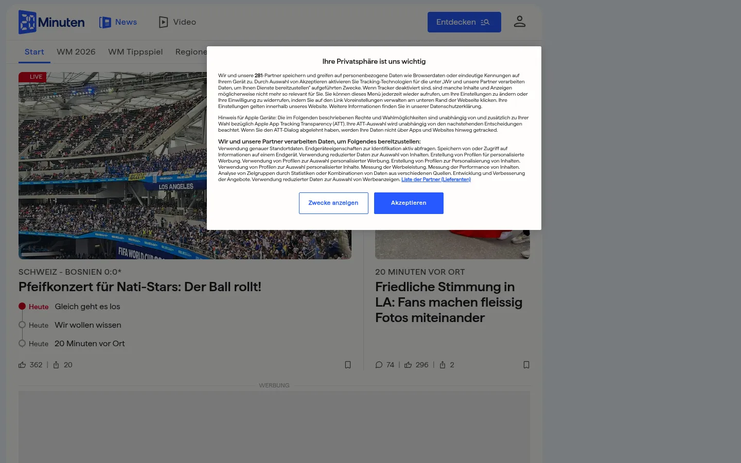 Screenshot https://www.20min.ch/