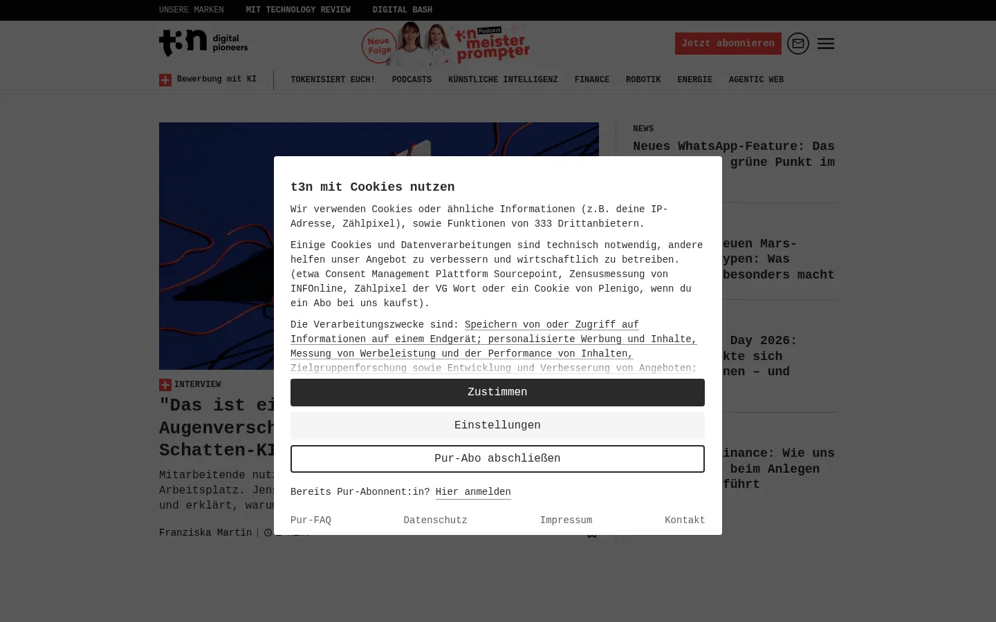 Screenshot https://t3n.de/