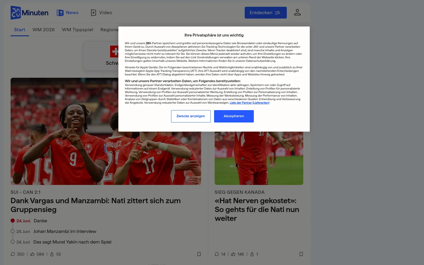 Screenshot https://www.20min.ch/