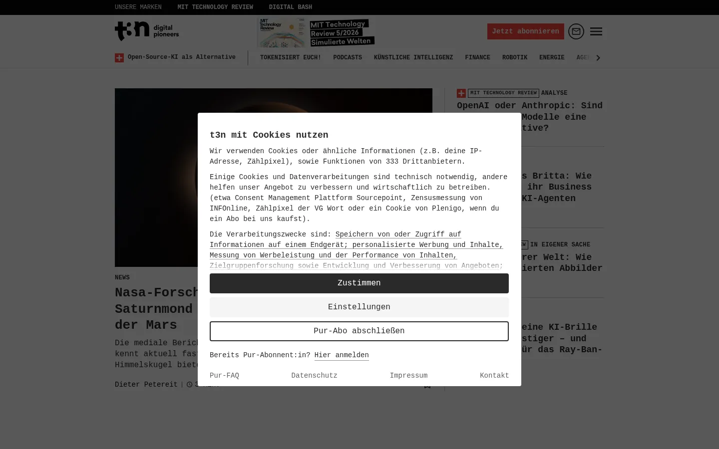 Screenshot https://t3n.de/