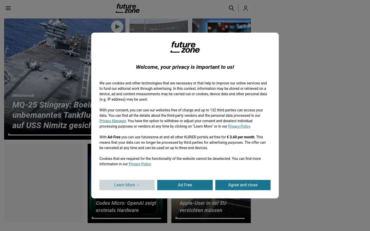 Screenshot https://futurezone.at/