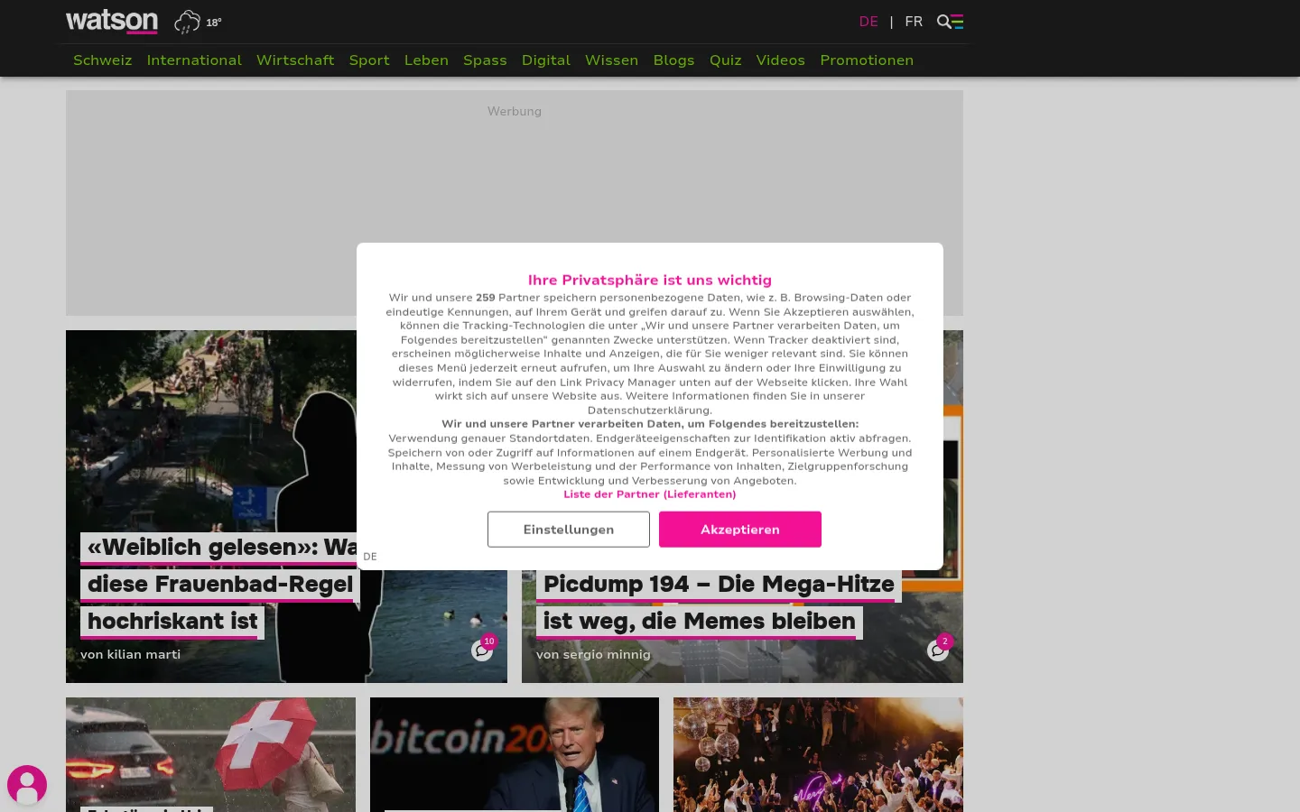Screenshot https://watson.ch/