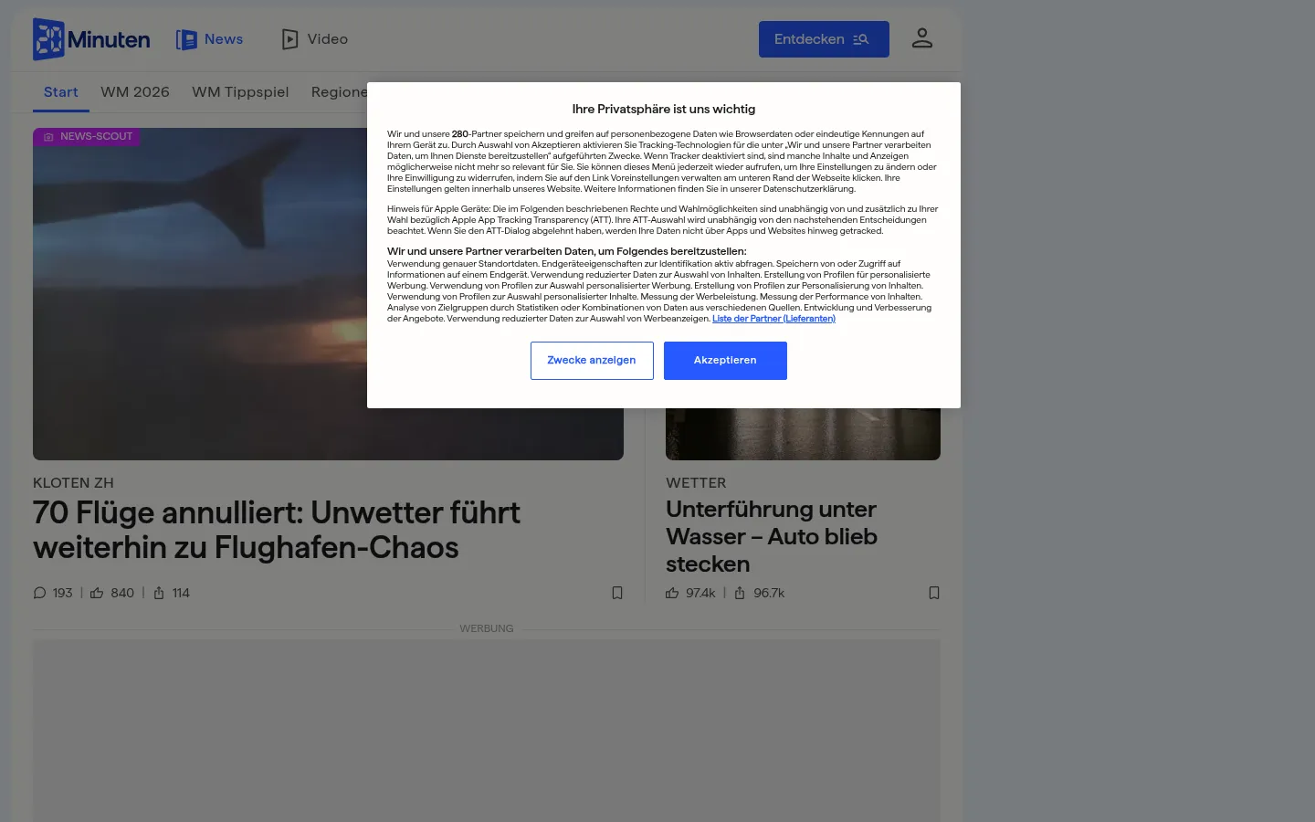 Screenshot https://www.20min.ch/