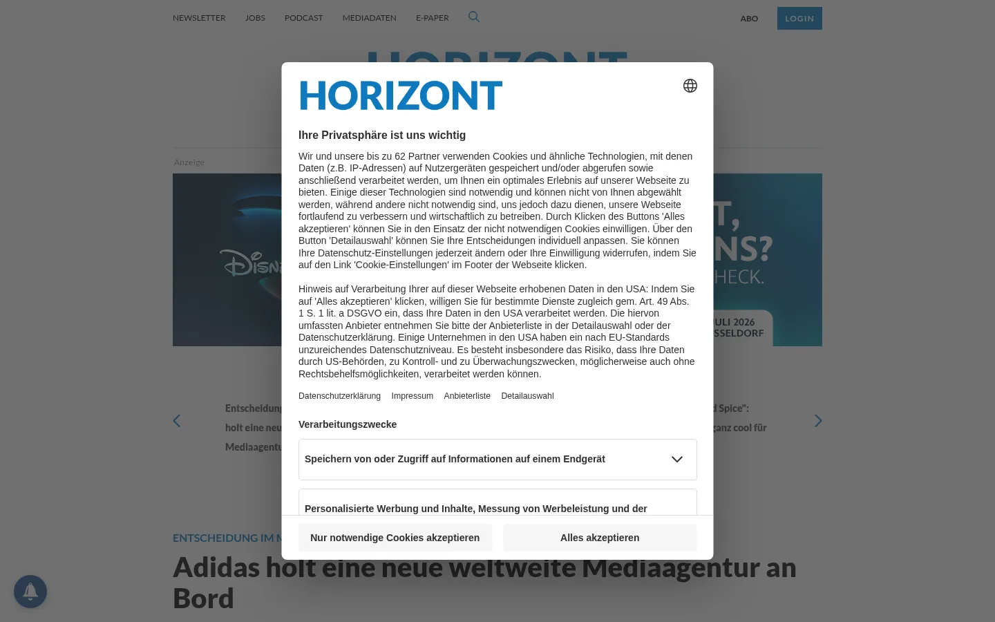 Screenshot https://horizont.net/