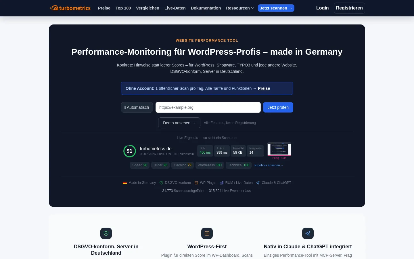 Screenshot https://turbometrics.de/
