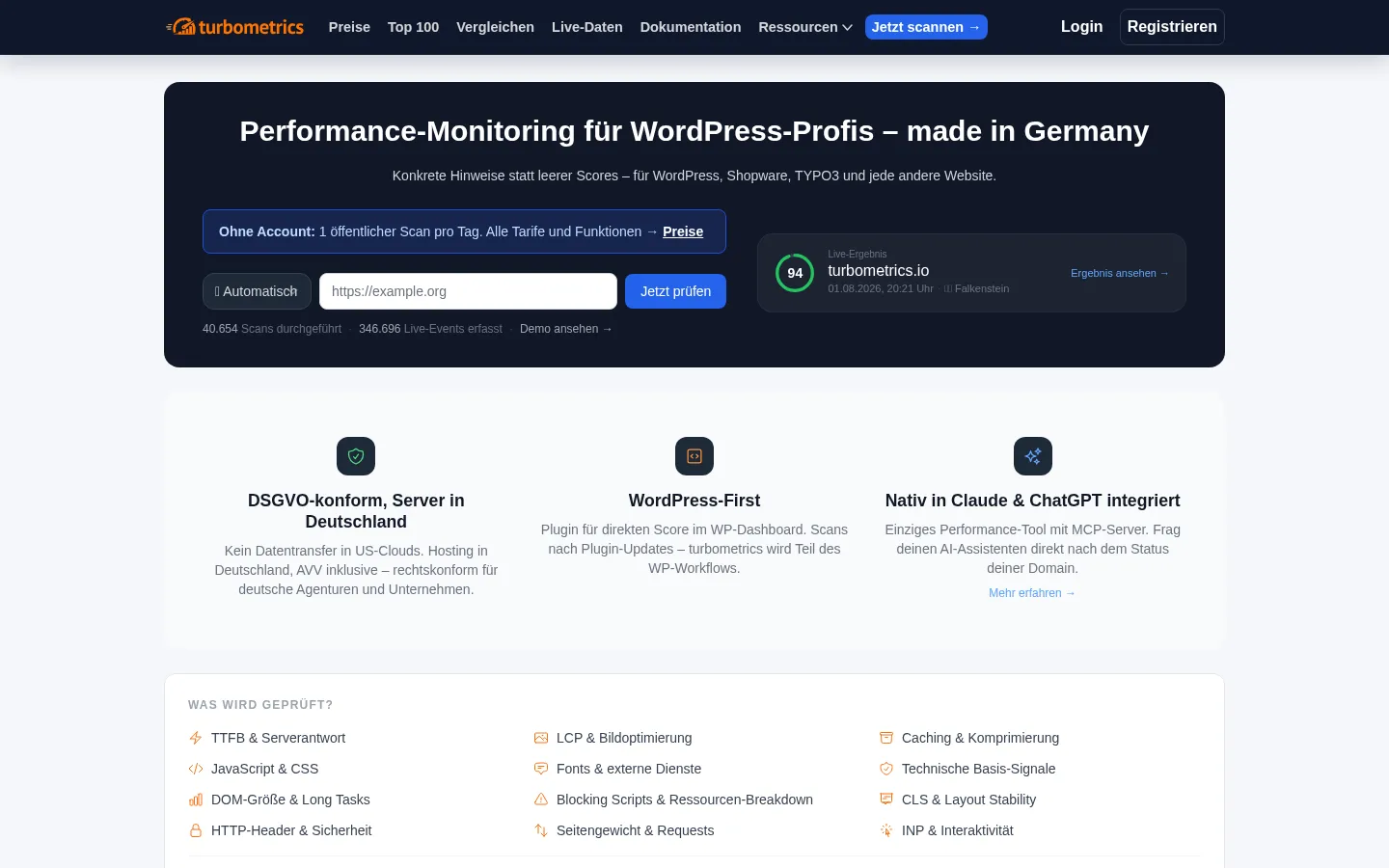 Screenshot https://turbometrics.io/