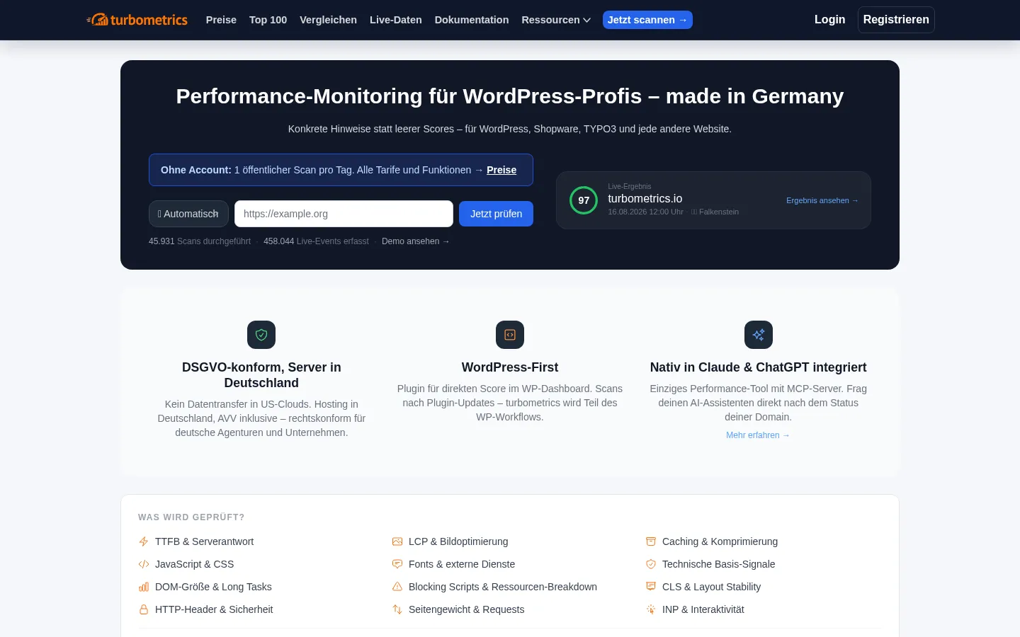 Screenshot https://turbometrics.io/