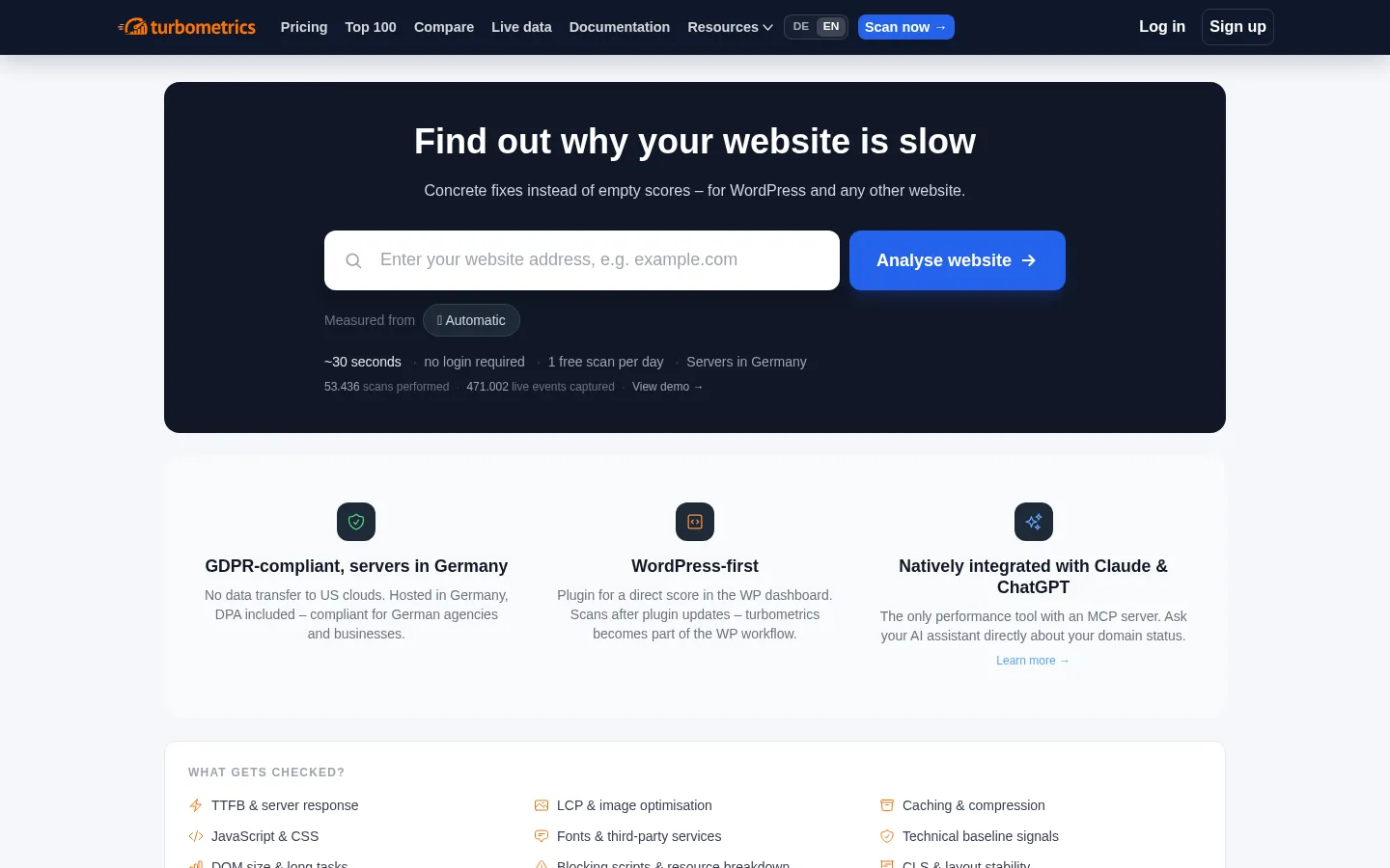 Screenshot https://turbometrics.io/